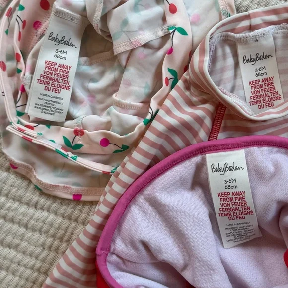 Baby Boden Pink and Red Rashguard Swim Set